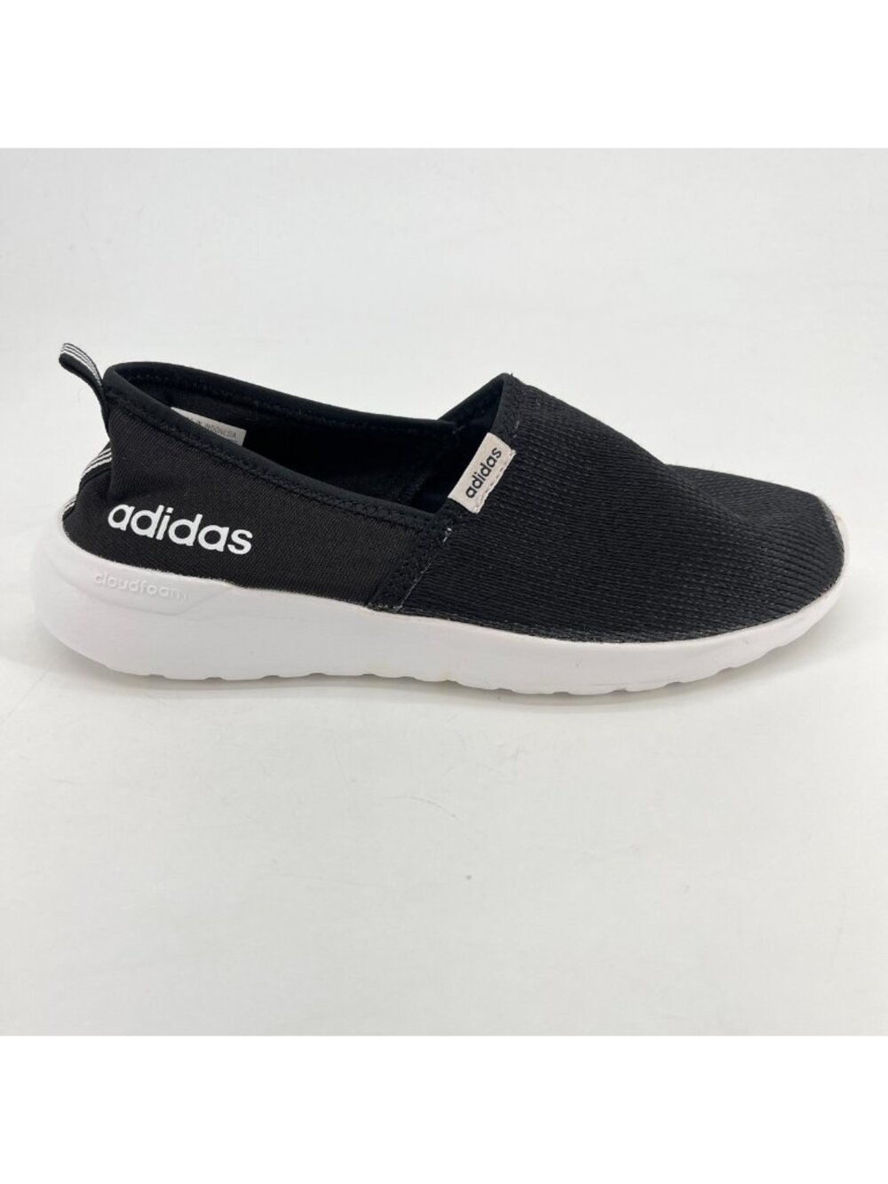 Adidas Cloudfoam Lite Racer Womens Size 7 Black White Athletic Slip On Shoes